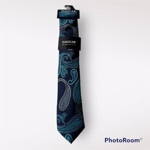 New HAGGAR Men’s Paisley blue slim Neck tie one size